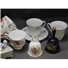 Image 5 : Lot of Fine Bone China Porcelain Tea Cups, Saucers, Bells, Plates, Pot, Trinket Box