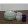 Image 1 : Lot of Cobalt Blue Candle Holders, Glass Bowls and Plates