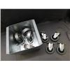 Image 1 : Metal Box with 2 4pc Sets of Caster Cart Wheels