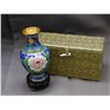 Image 1 : Cloisonne Metal Vase and Fabric Box Asian Patterns