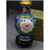 Image 2 : Cloisonne Metal Vase and Fabric Box Asian Patterns