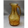 Image 1 : MCM Amber Glass Italian BRF Bormioli? Pinched Geometric Pitcher