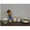 Image 1 : Lot of 5 Foley Cup & Saucer, Royal Albert Tea Cup, Salt and Pepper Porcelain Figurines and Figurine