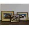 Image 1 : Lot of 3 Original Artist Signed Dawson Framed Paintings Landscape, Cabins, Cars