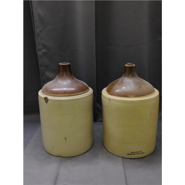 Lot of 2 Whisky / Wine Stoneware Crocks 1 Stamped Medalta and 1 Unmarked (2 gal?)