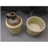 Image 2 : Lot of 2 Stoneware Crocks 2 Quart Low / Butter Crock and 1 Quart Whisky Jug