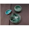 Image 1 : Lot of 3 Studio Pottery Blue Small Dishes and Bowl