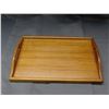 Image 1 : Vintage MCM 15" x 10" Teak Made in Thailand Wooden Tray with Handles