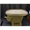 Image 2 : Vintage Wicker Woven Elephant Side Table Sunroom Patio Decor