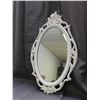 Image 1 : Vintage MCM Painted White Ornate Framed Oval Mirror *chip on bottom* 1965