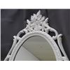Image 2 : Vintage MCM Painted White Ornate Framed Oval Mirror *chip on bottom* 1965