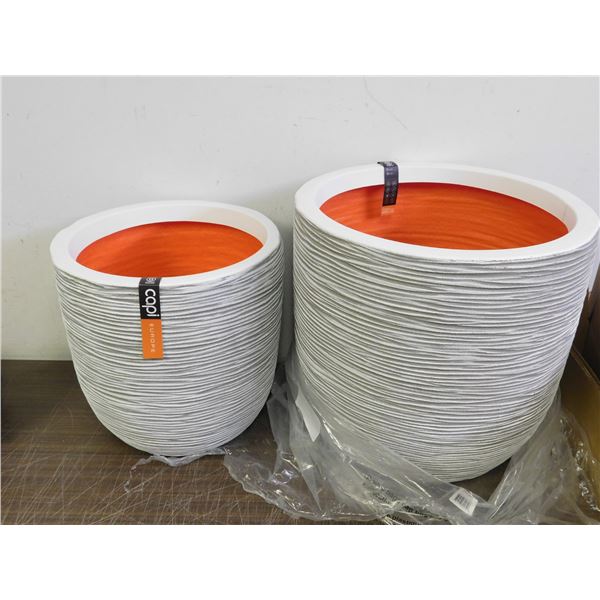 Pair of capi Europe Rubber Planters Plant Pots 12" and 14' Diameter