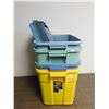 Image 1 : Lot of 4 Rubbermaid Storage Bus Tub Totes w Lids