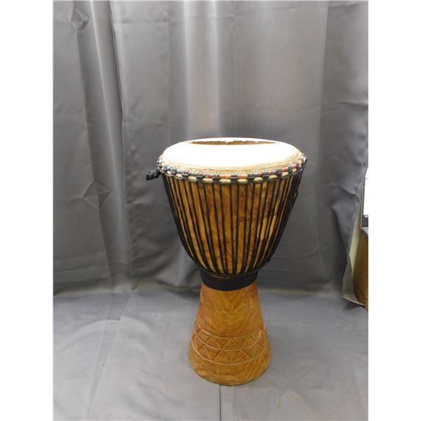 24" African Hand Carved Dejembe Drum *needs a new skin*