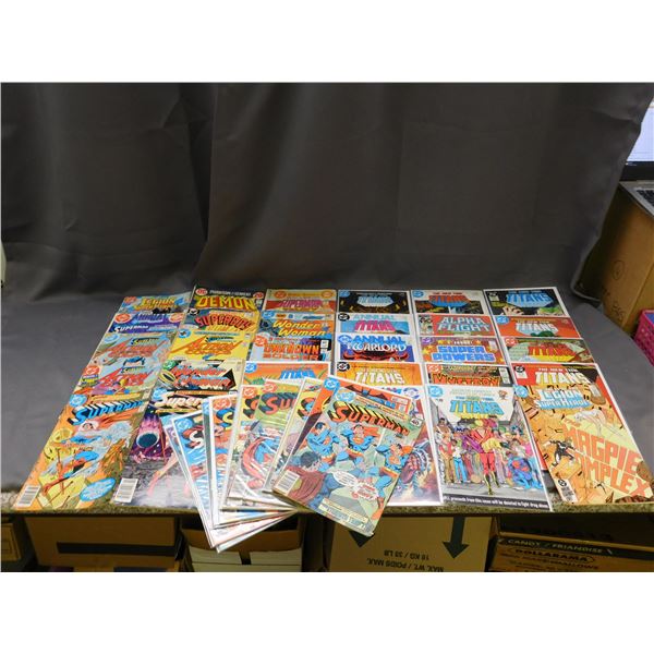 40 Vintage DC Comic Books Alpha Flight, Super Powers, Superman, Action Comics, Titans, Etc