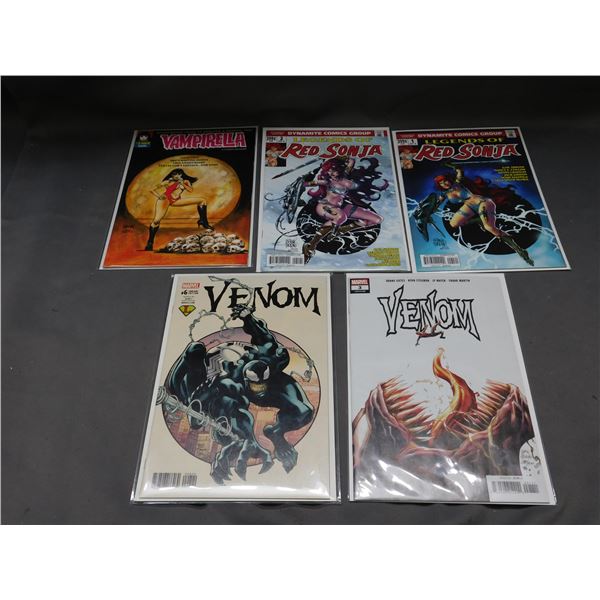 Lot of 5 Modern Comics Venom, Red Sonja, Vampirella