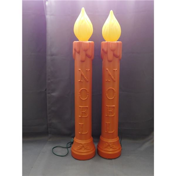 Pair of Vintage Blow Mold Candles NOEL