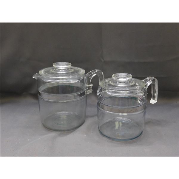 Lot of 2 Pyrex Coffee Pots *missing percolators* 6 Cup and 9 Cup