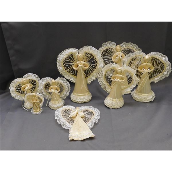 Lot of Woven Angel Heart Dolls Corn Silk Lace