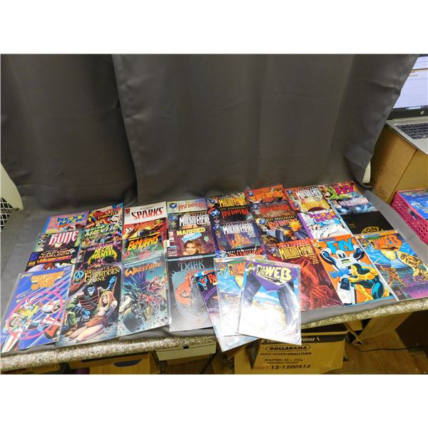 Lot of 25 Assorted Indie Comics Mull Kon Empire, Lost Universe, The Fly, Rune, Forbidden Zone