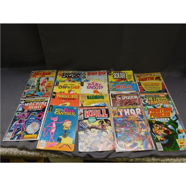 Lot of 18 Vintage Comic Books Unsorted Marvel, Gold Key, DC, Thor, Captain Canuck, Etc