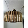 Image 1 : Wooden MCM Woven Ceiling Fixture 3-bulb Chandelier