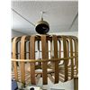 Image 3 : Wooden MCM Woven Ceiling Fixture 3-bulb Chandelier