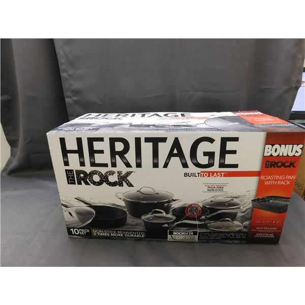 Heritage The Rock 10pc Set NEW/RETURN Pots and Pans and Bonus Roasting Pan