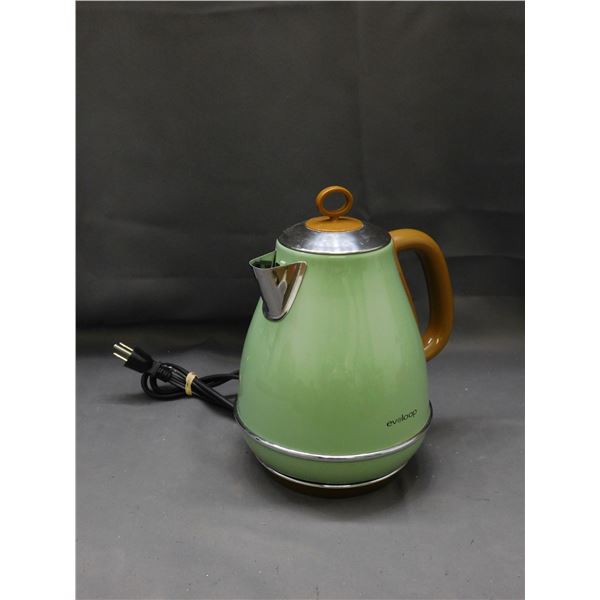 Evoloop1.7L Electric Tea Kettle Mint Green and Brown, Stainless Steel