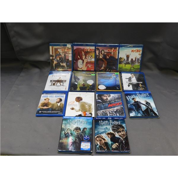 Lot of 14 Blu-Ray DVDs K-ON Anime, Harry Potter, Cinderella, Jungle Book, Forrest Gump, etc
