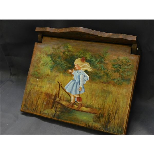 Vintage Antique Wooden Desktop Letter Writing Box with Painting