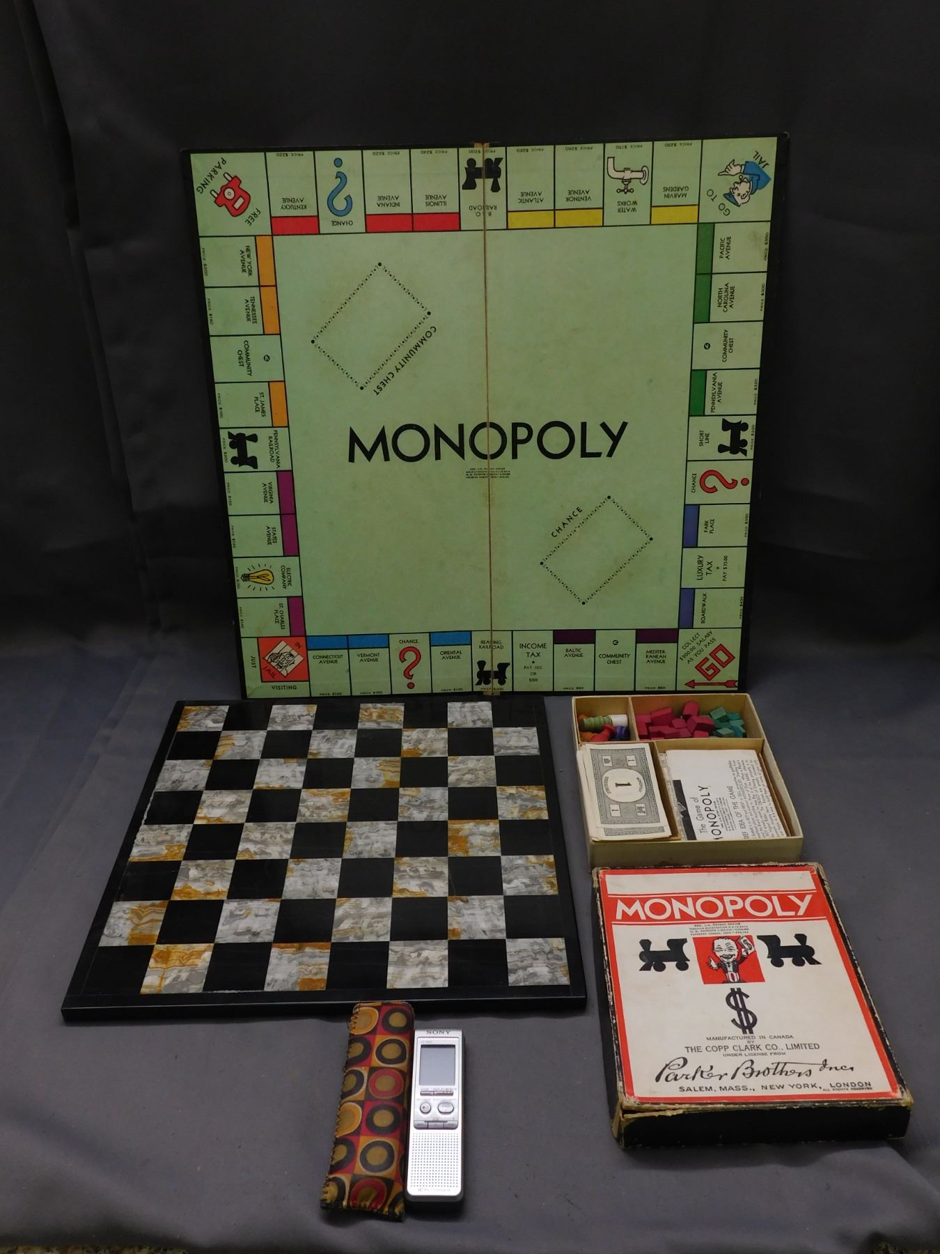 Vintage Monopoly 1930s Board Game, Stone Chess Checkers Boar, SONY ...