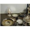 Image 4 : LARGE Lot of Silverplate Serving Ware Plates, Bowls, Candle Holders, Etc