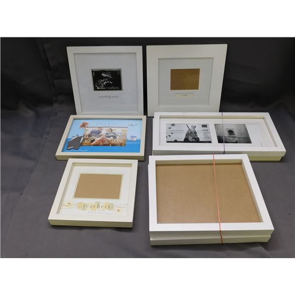 Lot of 8 White Modern Picture Frames "Its a Girl" " Coming Soon", Travel, Teachers, Etc