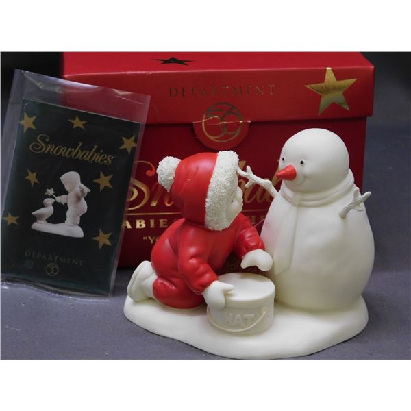 Snowbabies Babies on the Farm Department Figurine in Box Baby with Snowman