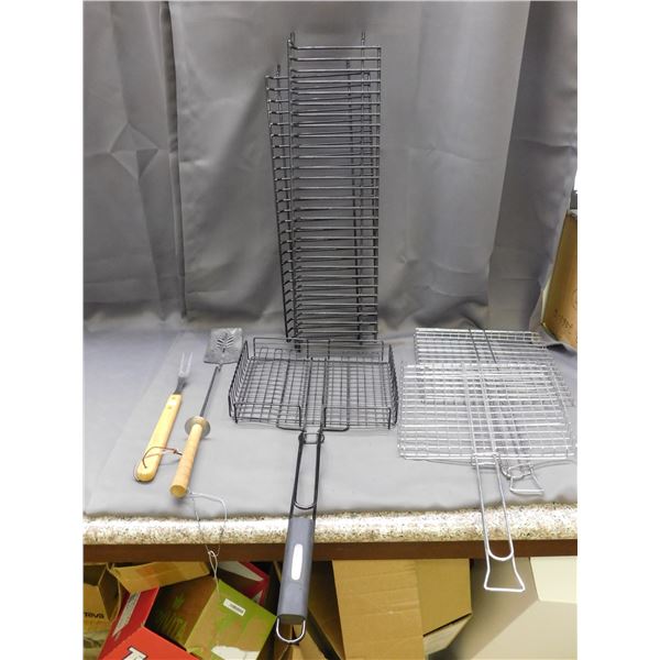 Lot of BBQ Accessories, Grilling Baskets