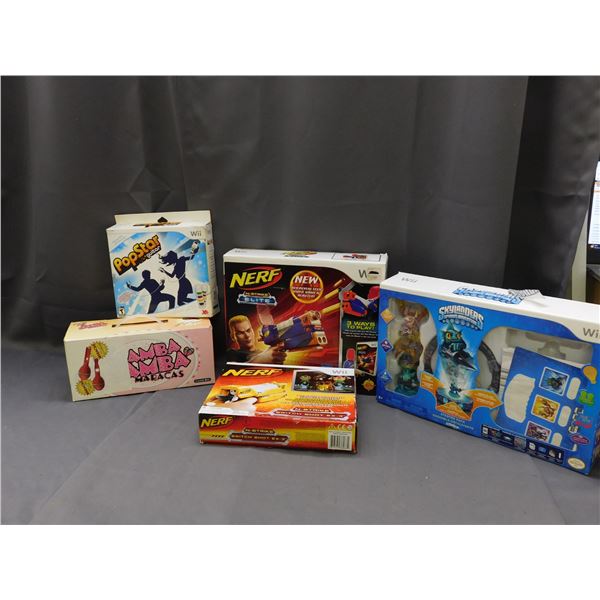 Lot of 5pcs Nintendo Wii Skylanders *no game*, NERF Accessory Packs, Maracas and Pop Star *complete*