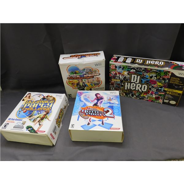 Lot of 4 Nintendo Wii DJ Hero, Dance Dance Revolution, Ultimate Party Challenge and eXtreme