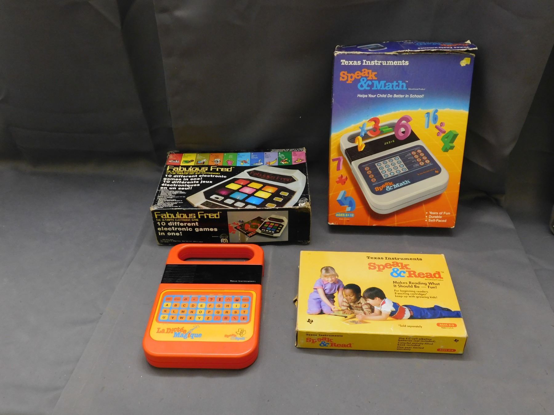 So Peak Math 4pc Vintage Speak & Read, Speak & Math, Fabulous Fred and Speak & Spell ...