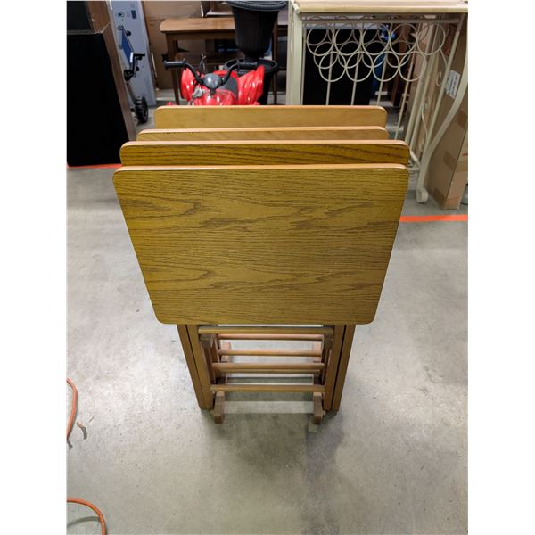 Solid Wood TV Tray Tables with Stand Vintage