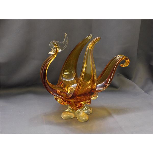 Art Glass Blown Glass Bird Centerpiece Chalet Style