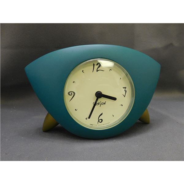 1990s Vintage Timestone Longford Design Pop-Art Teal Blue Battery-Operated Desk Clock