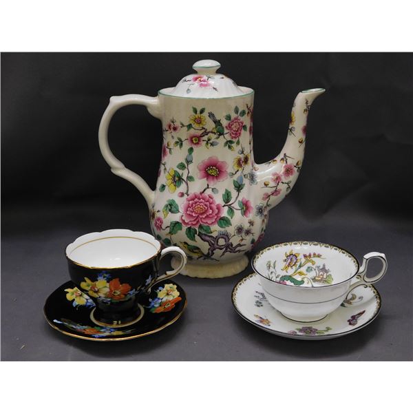 3pcs James Kent Old Foley Coffee Pot, 1930s Paragon Double Warrant Cup Saucer & 1918 Star Paragon pc