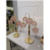 Image 1 : Pair of Pink Vintage Hollywood Regency Tulip Waterfall Table Lamps MCM