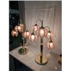 Image 2 : Pair of Pink Vintage Hollywood Regency Tulip Waterfall Table Lamps MCM