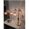 Image 4 : Pair of Pink Vintage Hollywood Regency Tulip Waterfall Table Lamps MCM