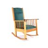 Image 1 : Mid Century Oak Blue Upholstered Rocking Chair