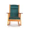 Image 2 : Mid Century Oak Blue Upholstered Rocking Chair