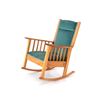 Image 3 : Mid Century Oak Blue Upholstered Rocking Chair