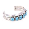 Image 2 : Navajo Sterling Silver Turquoise Bracelet c. 1950s